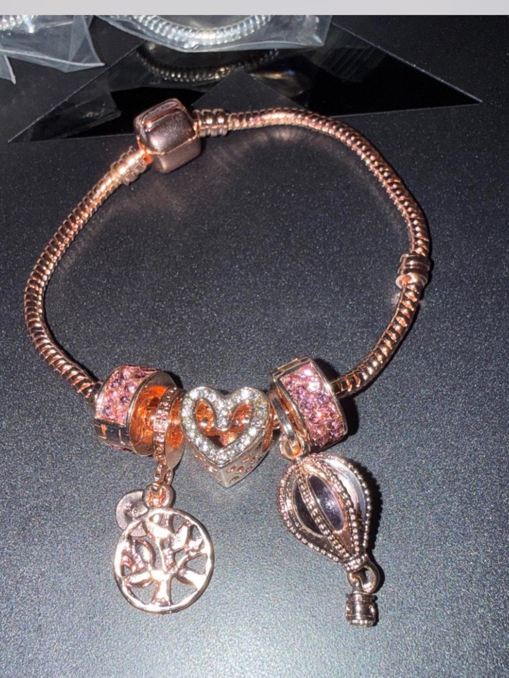 16 Pink Hot Air Balloon Charm Bracelet 🎈💕